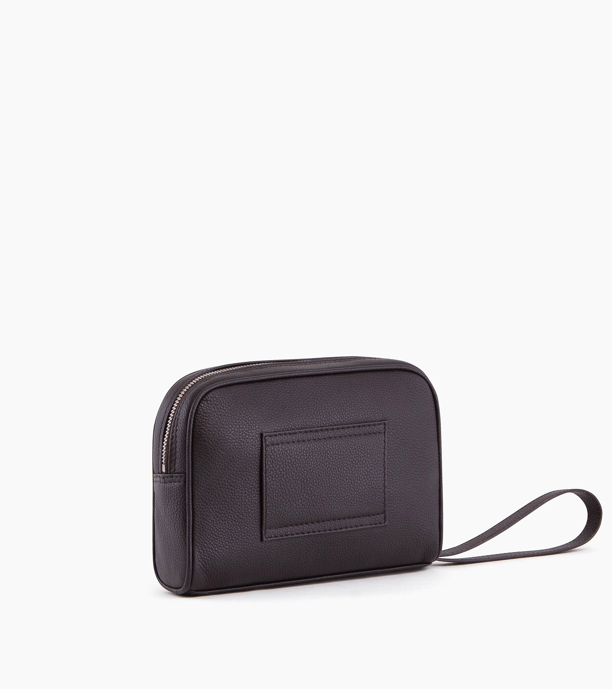 Charles leather grain pouch with wrist strap