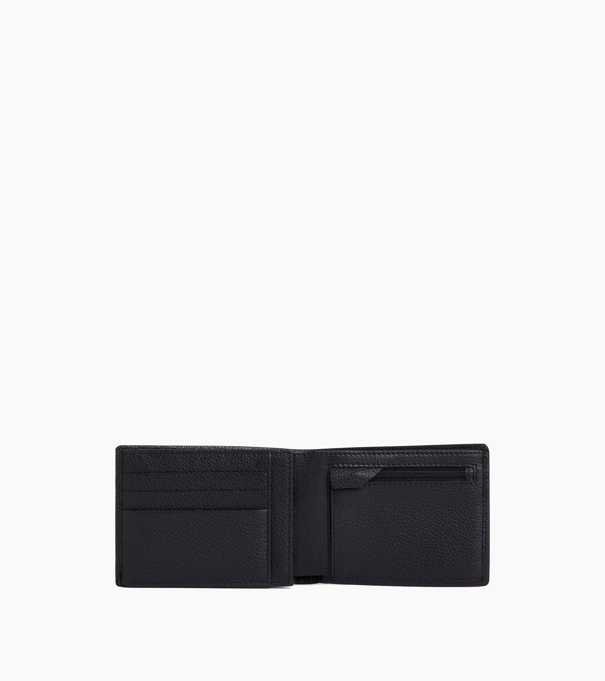 Charles horizontal, zipped wallet with 2 gussets in grained leather