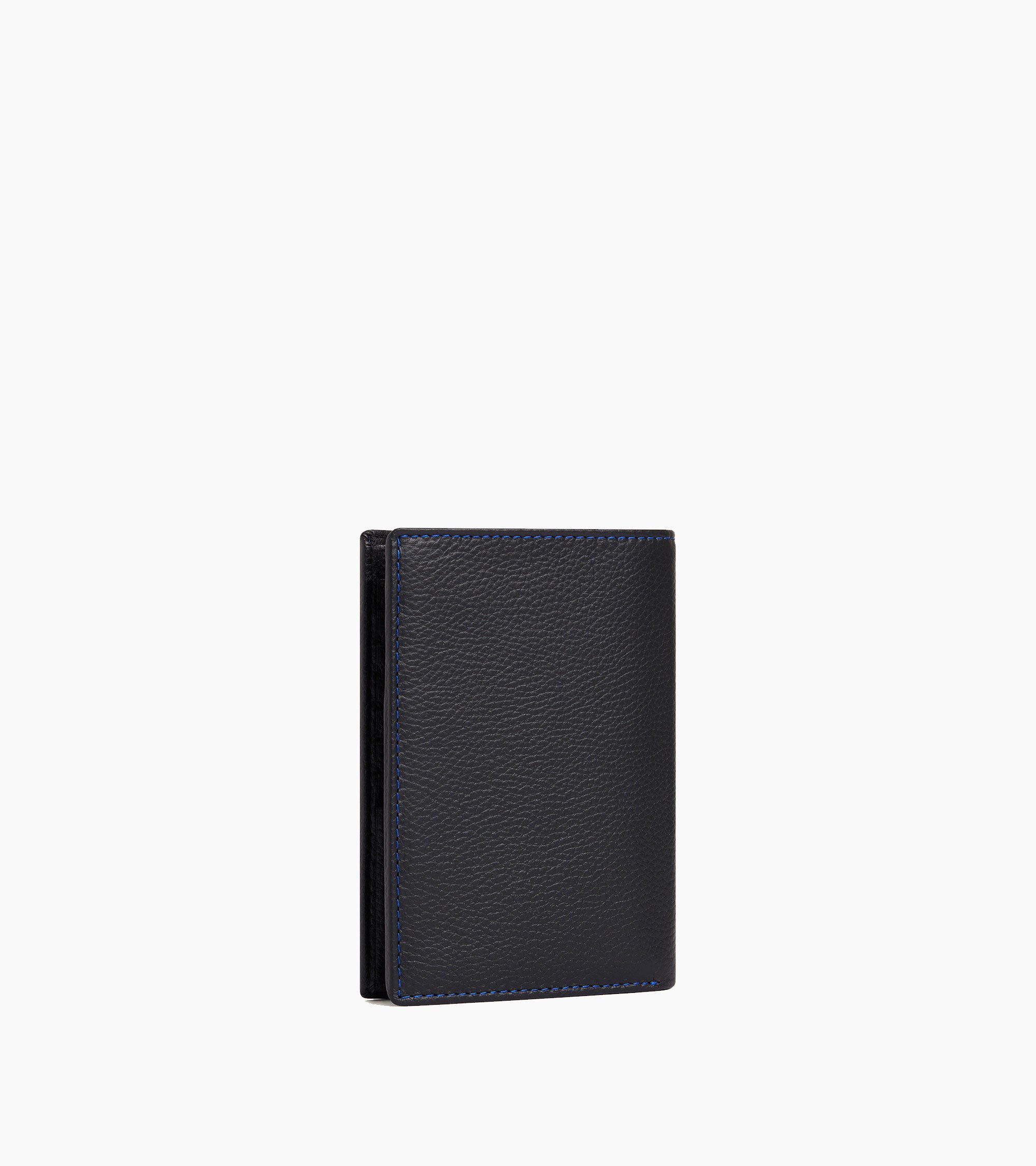 large, vertical, zipped wallet with 2 gussets in grained leather