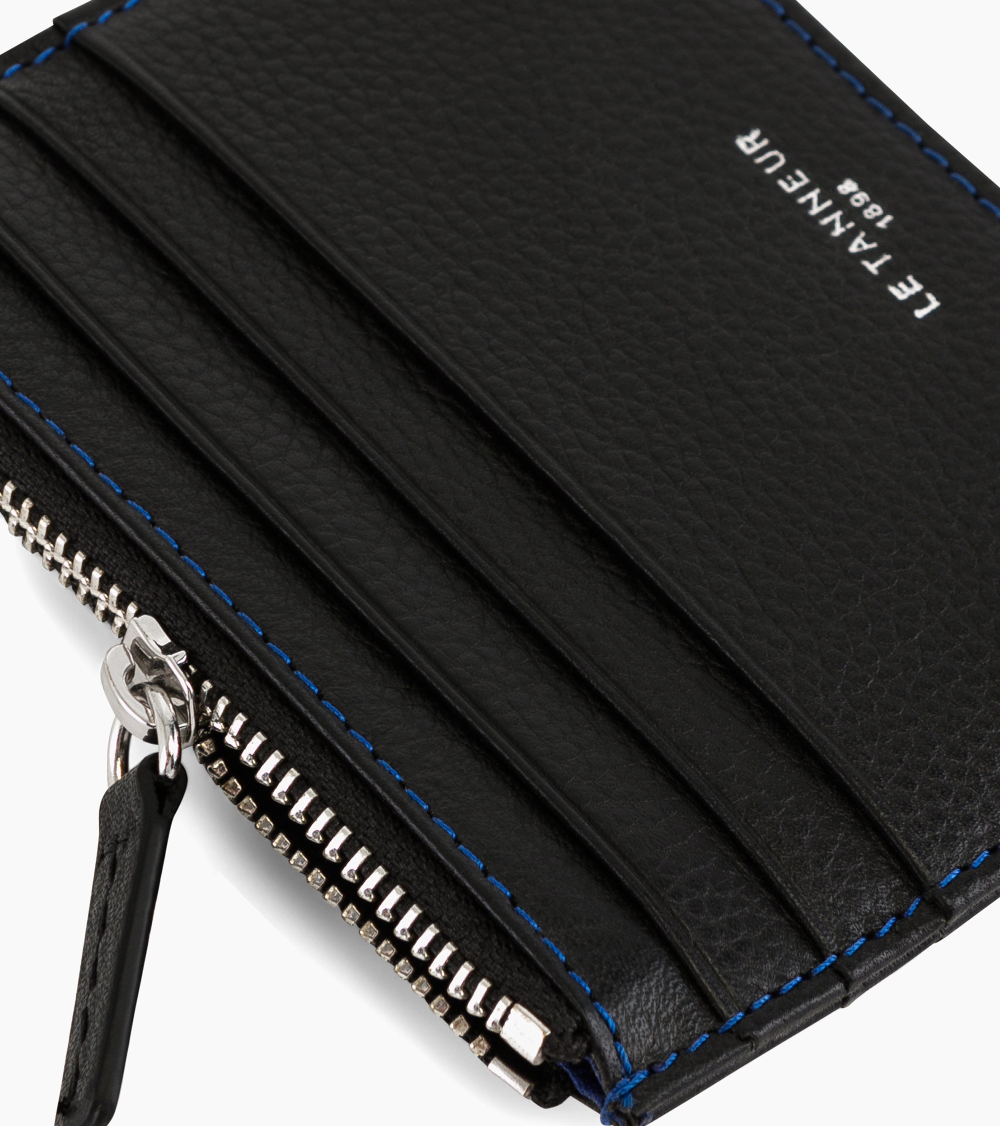 Zipped Charles pebbled leather cardholder