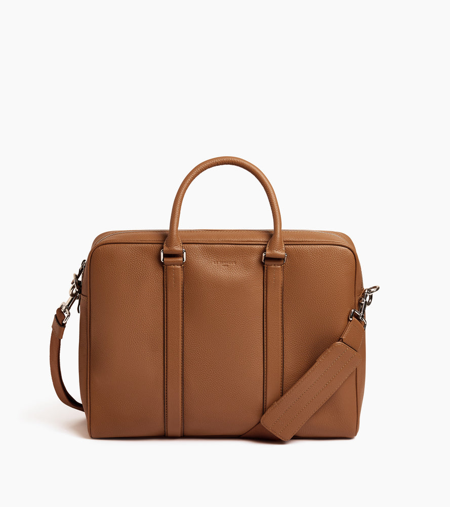 Charles slim, 14" briefcase in grained leather