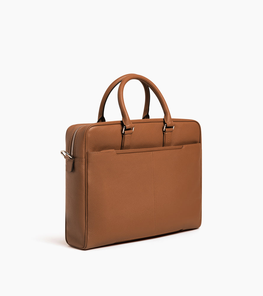 Charles 17" briefcase in grained leather