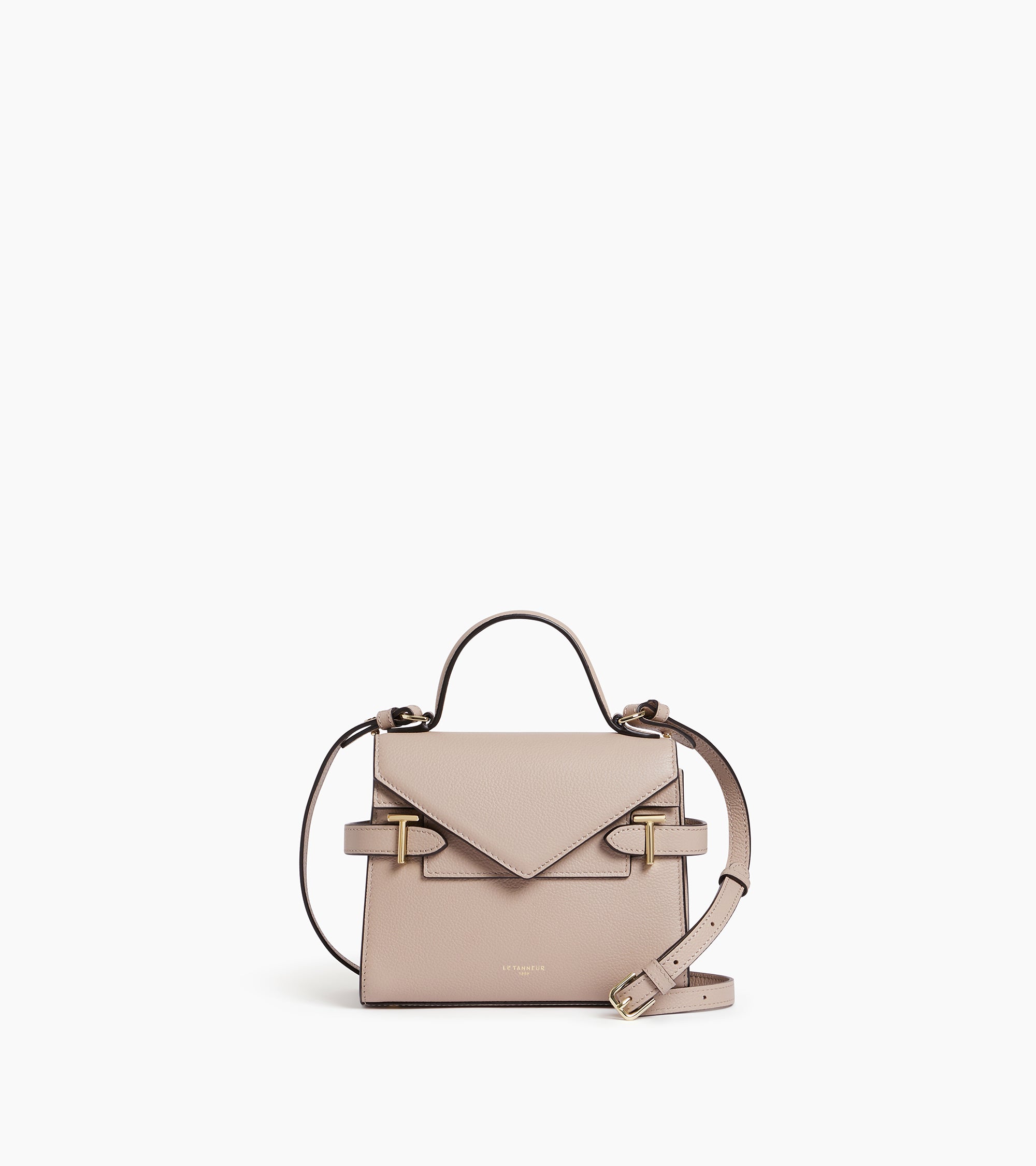 Emilie small handbag with double flap in grained leather