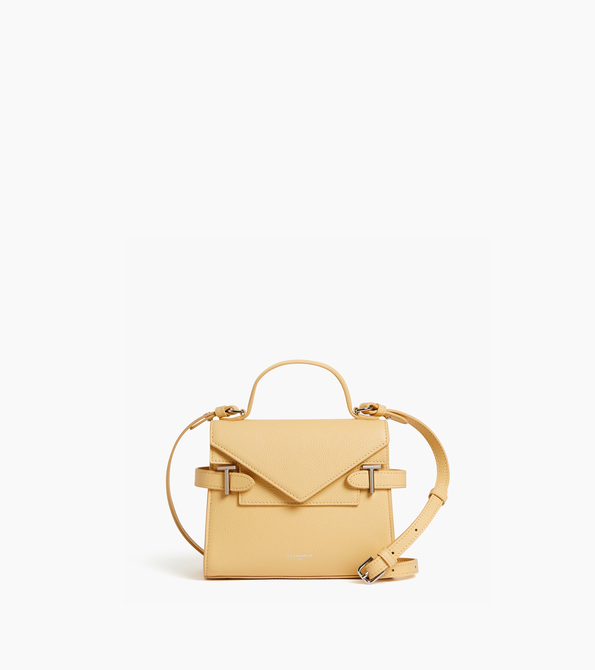 Emilie small handbag with double flap in grained leather