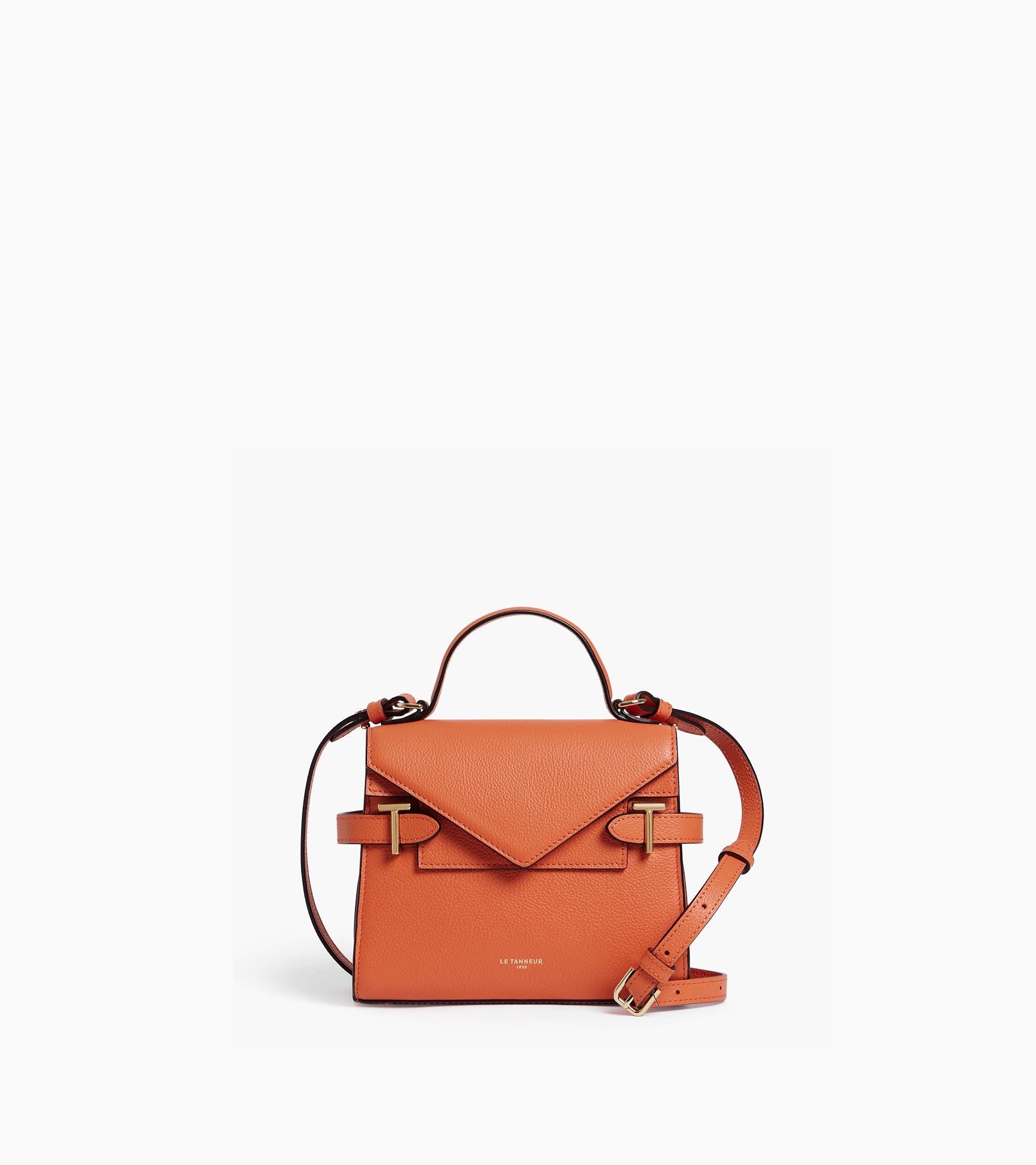 Emilie small handbag with double flap in grained leather