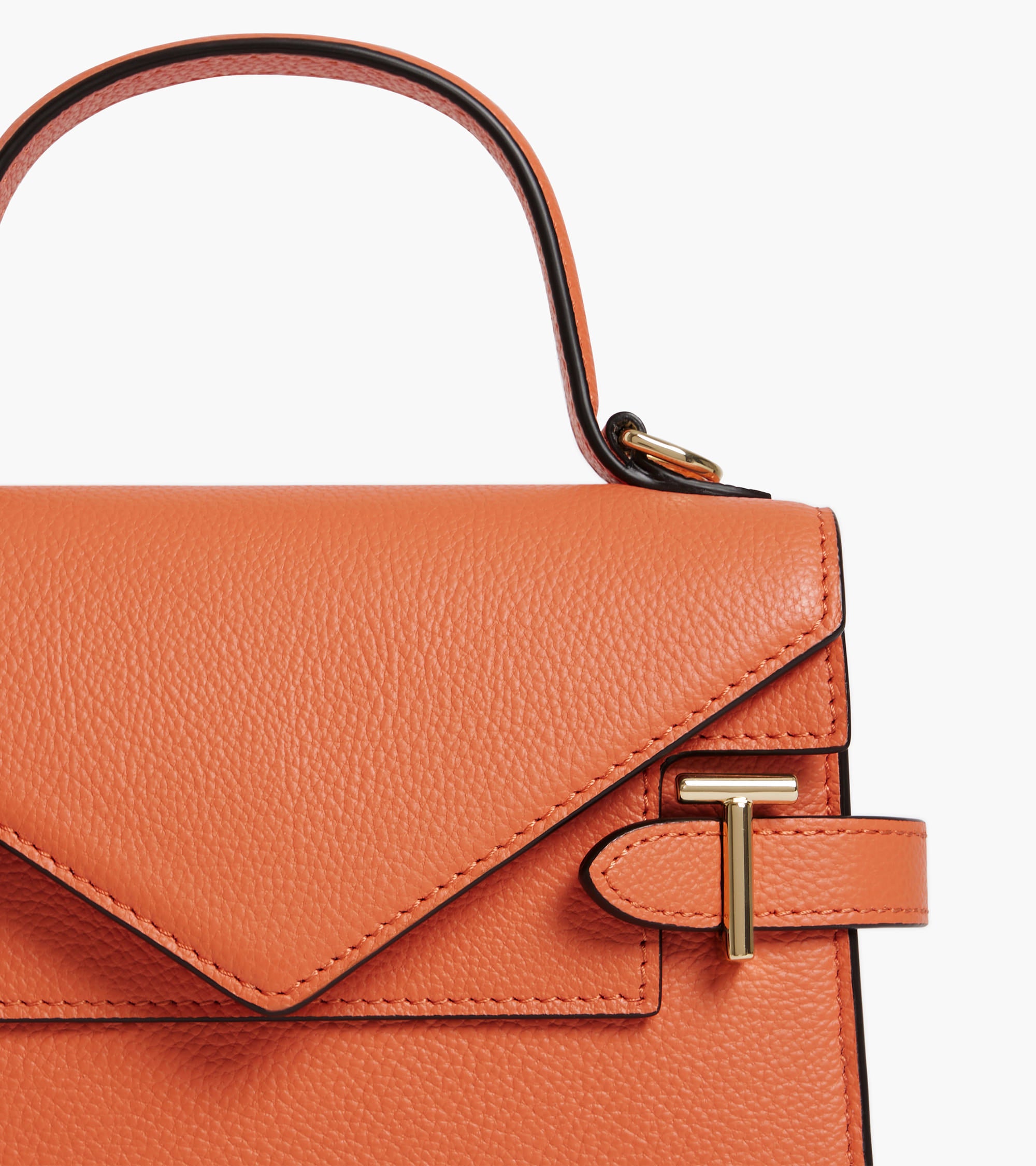 Emilie small handbag with double flap in grained leather