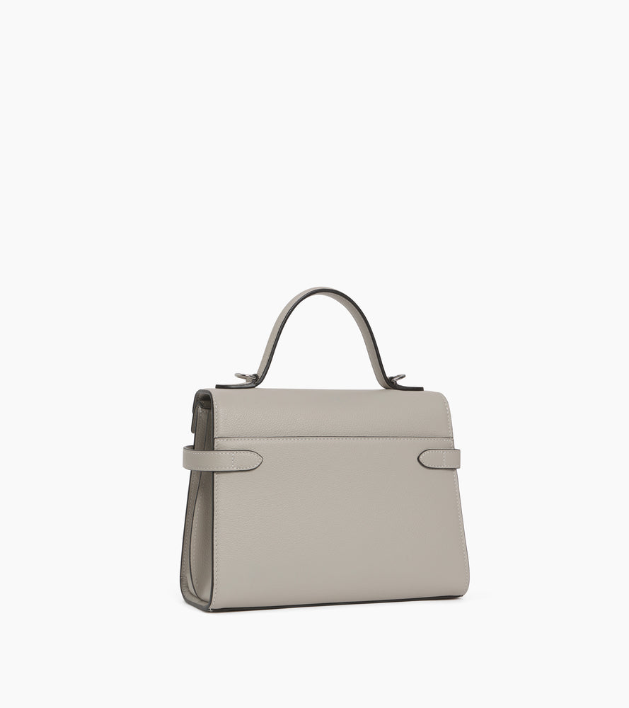 Emilie medium handbag with double flap in grained leather