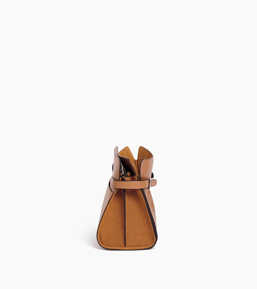 Sac porté épaule grand modèle Emie en cuir lisse et nubuck