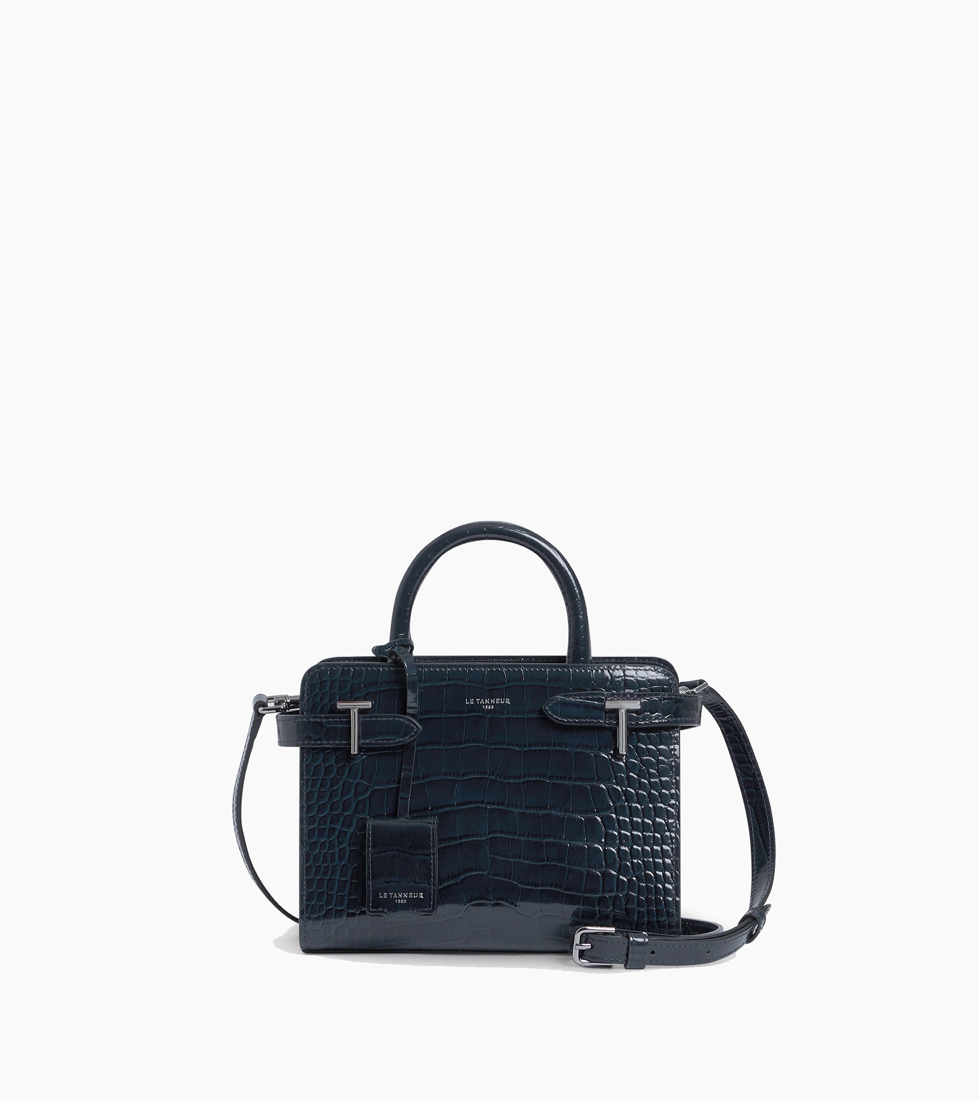 Emilie small handbag in crocodile-embossed leather