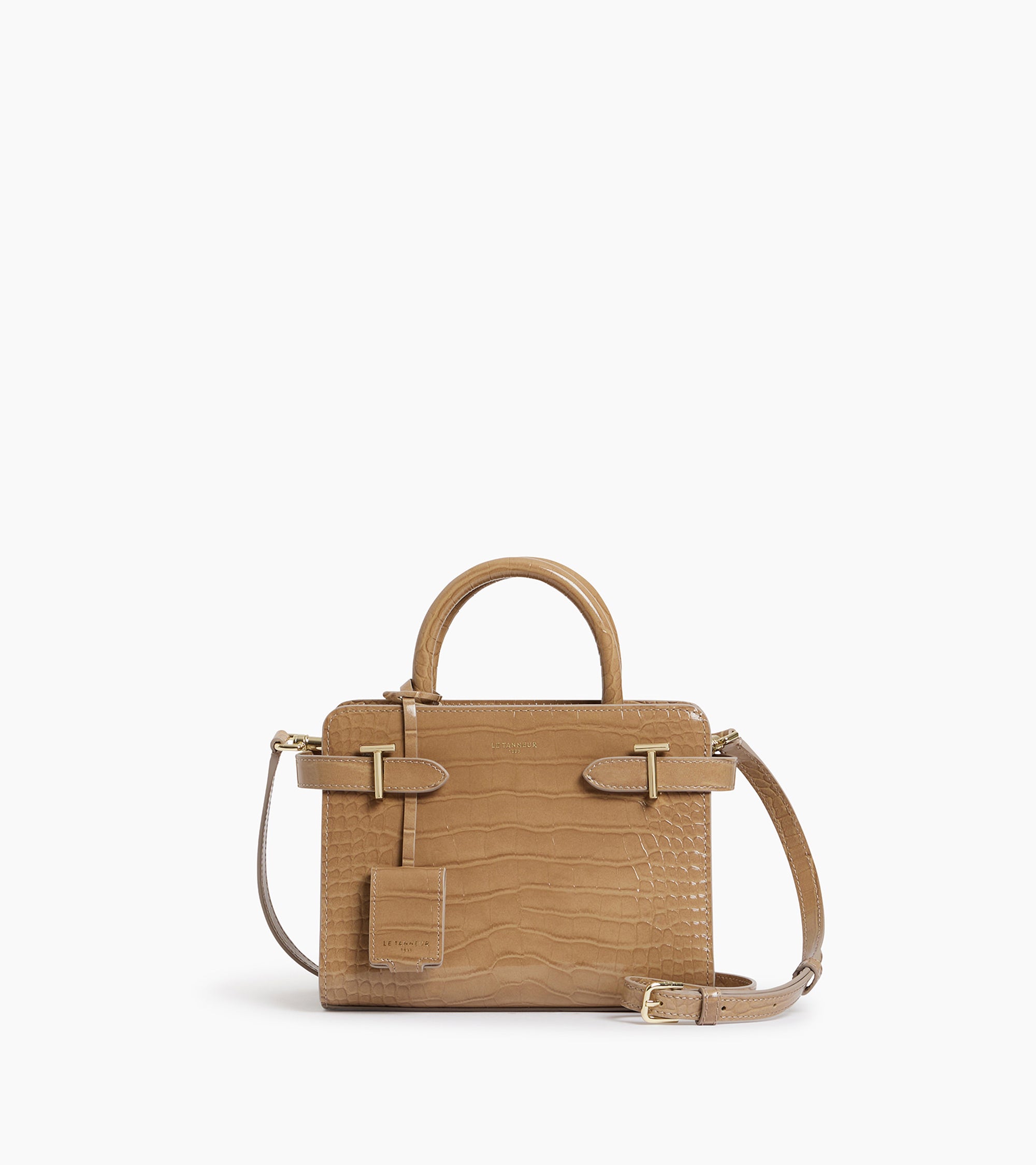 Emilie small handbag in crocodile-embossed leather