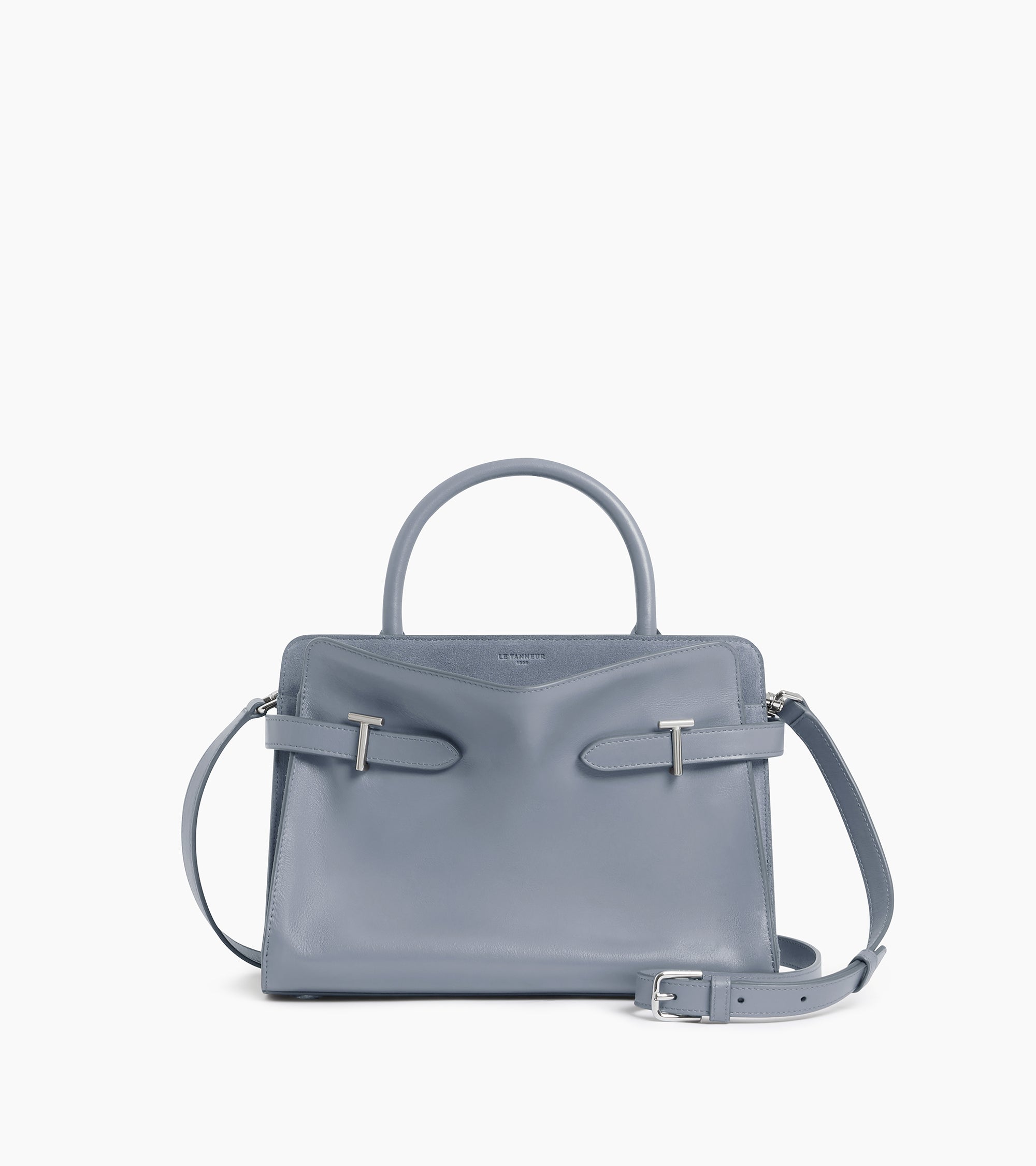 Emie medium handbag in smooth leather and suede