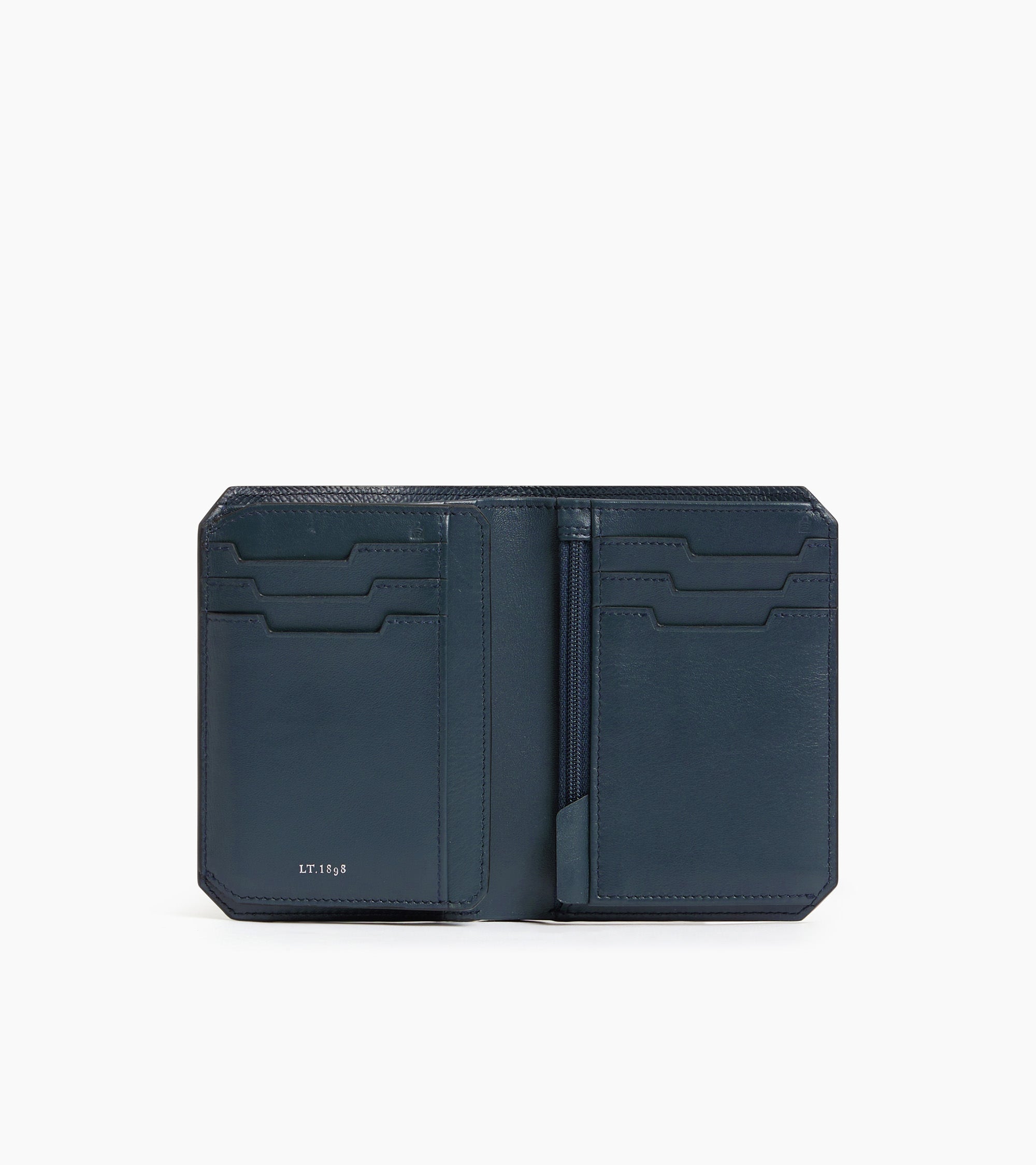 Gaston vertical wallet with 2 flaps in cross grain leather
