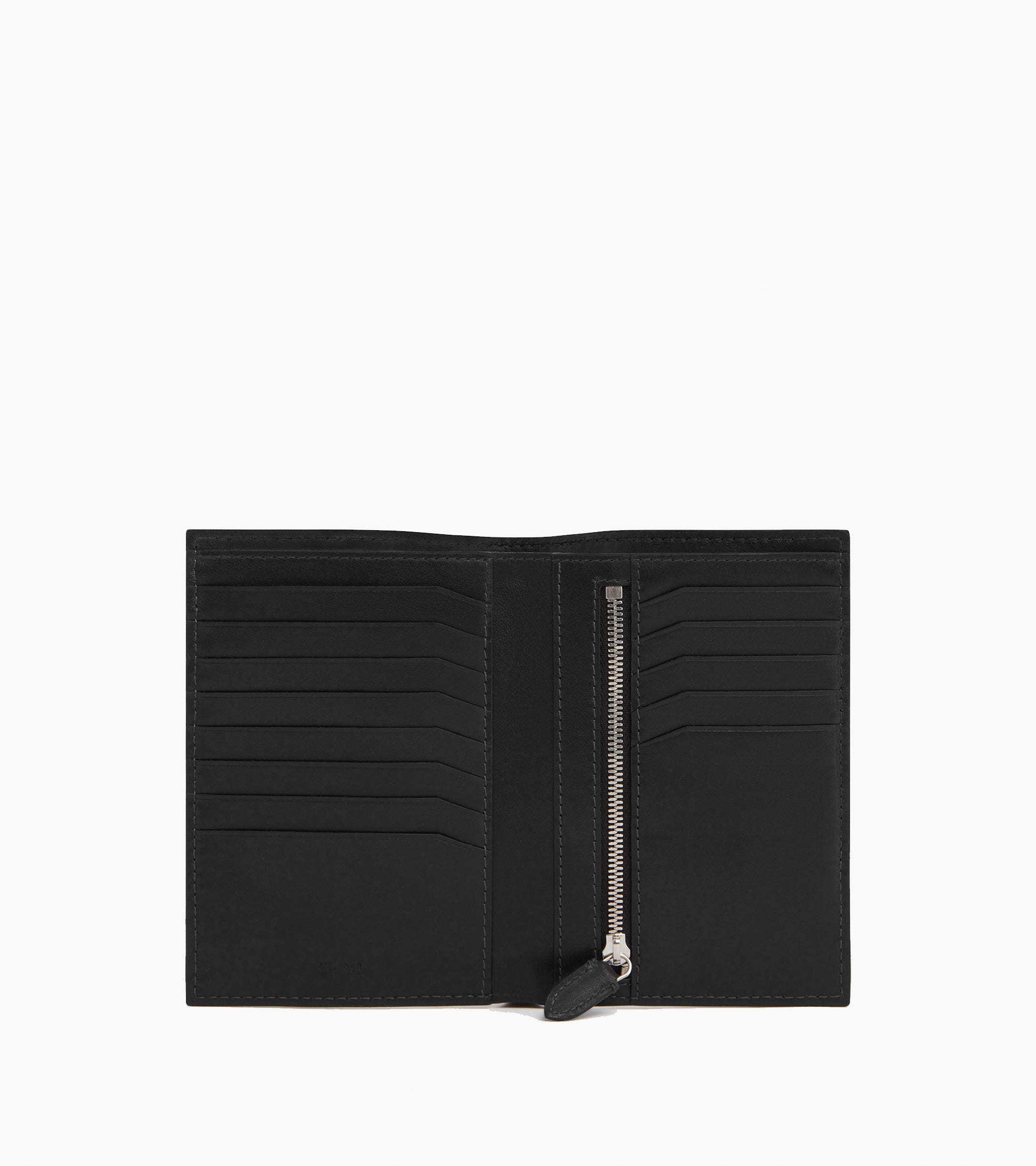 Large Léon vertical zippered wallet in grain leather