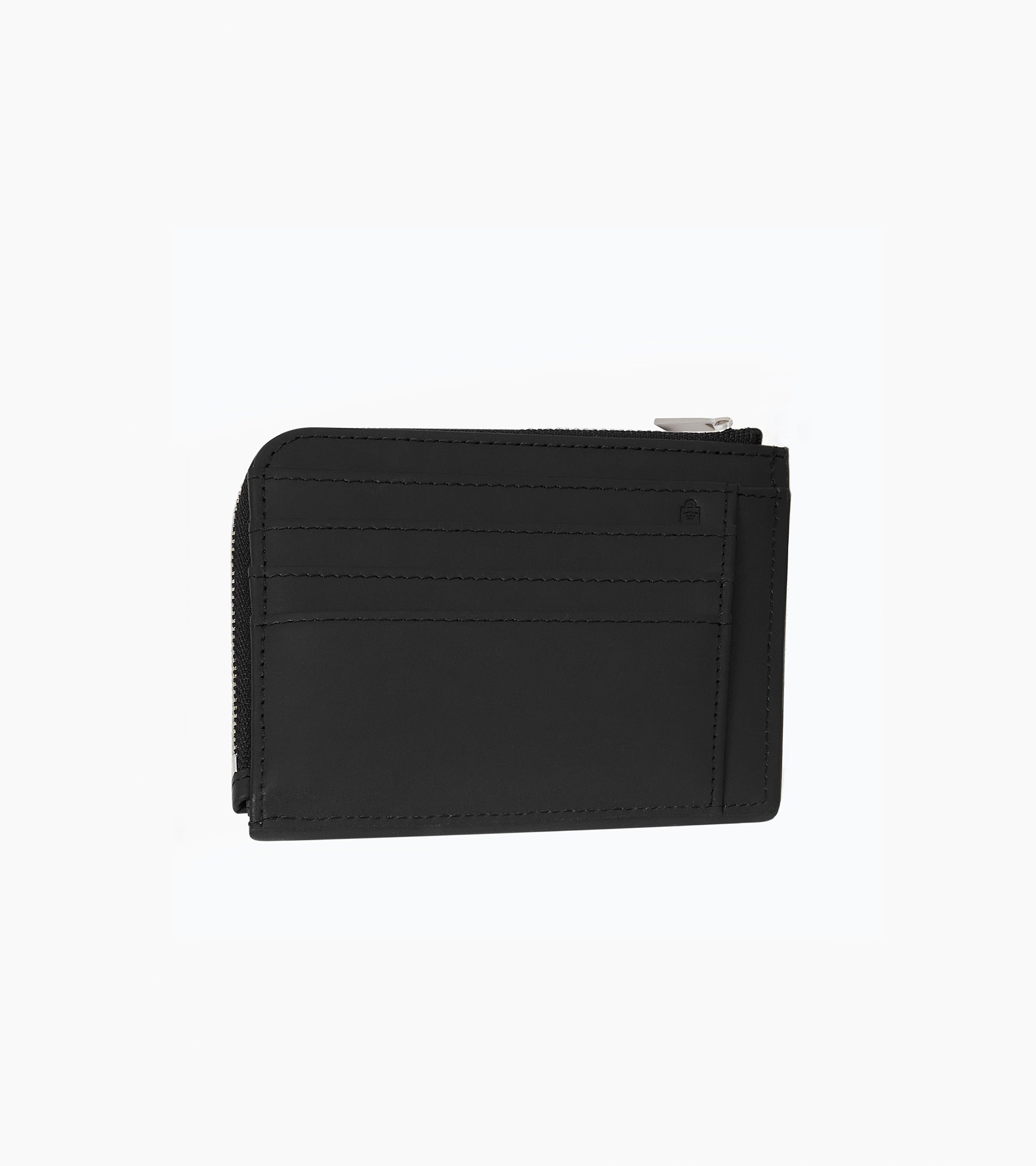 Porte cartes zip en L Maurice en toile enduite et cuir lisse