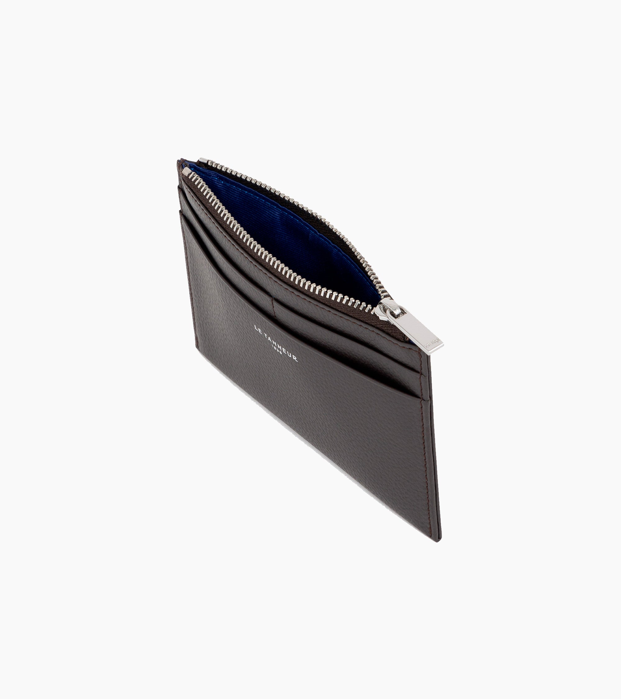 Emile medium-sized, zipped card case in pebbled leather