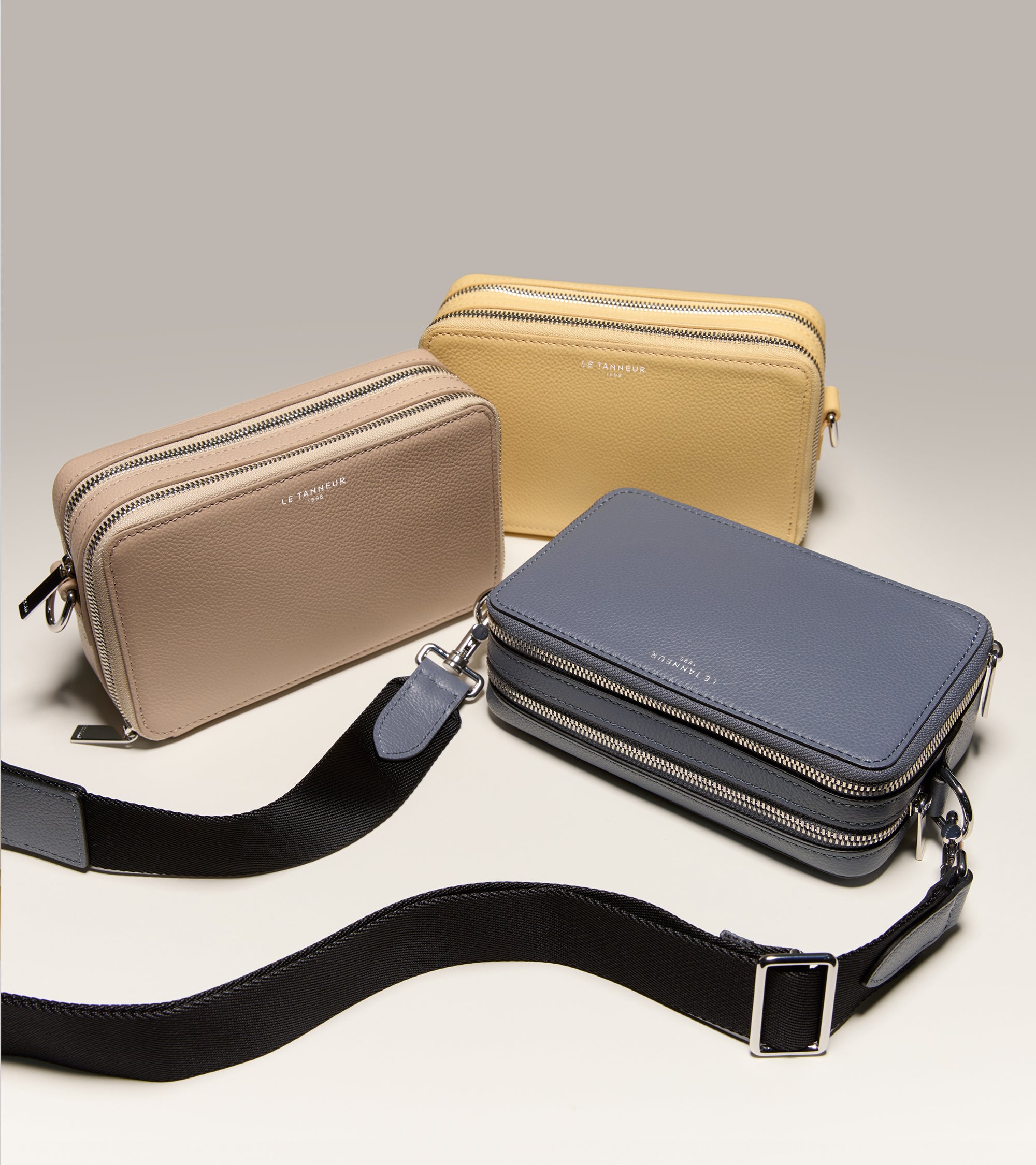 Emile small 2-compartment shoulder bag in grained leather