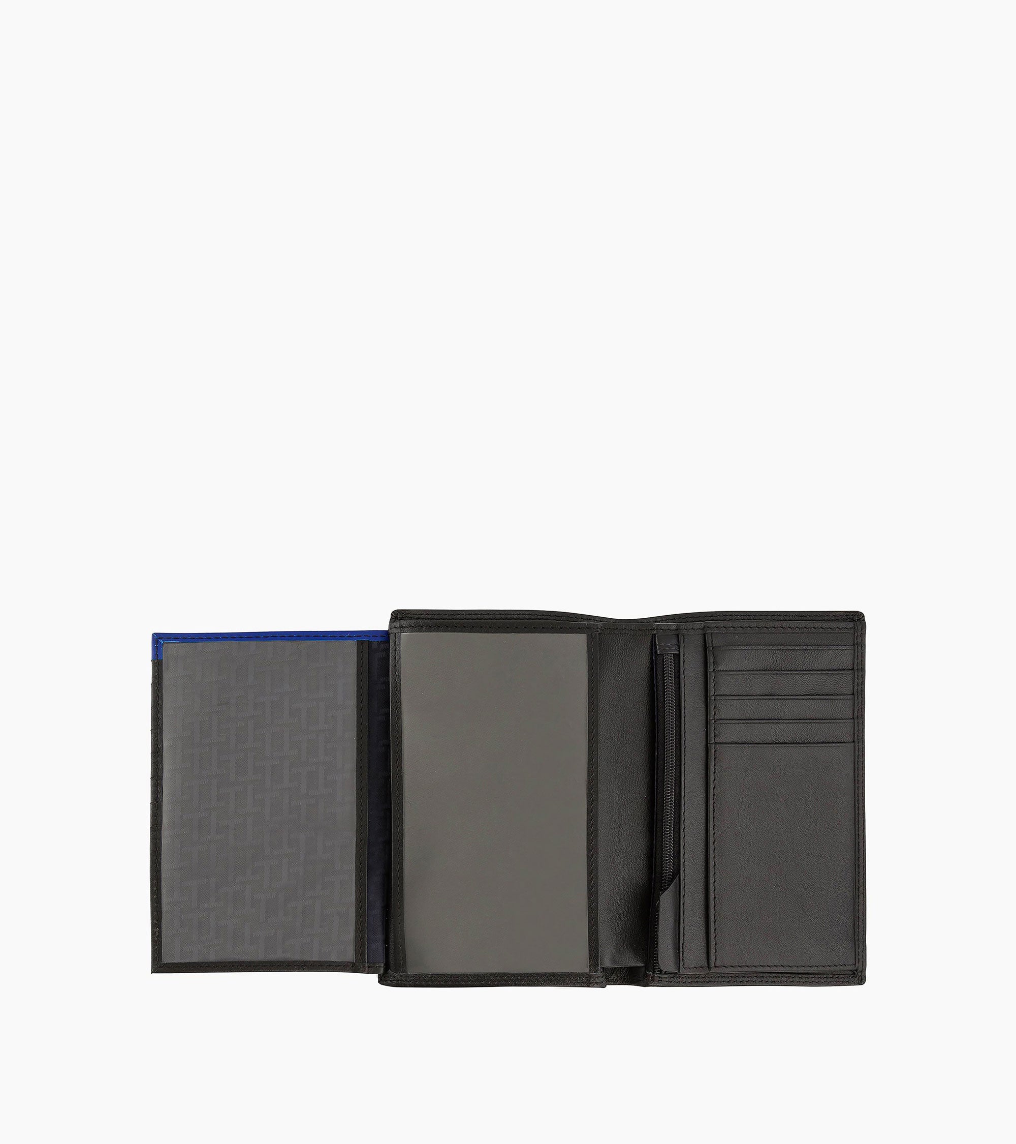 Zipped pocket and 2 shutters Martin smooth leather wallet