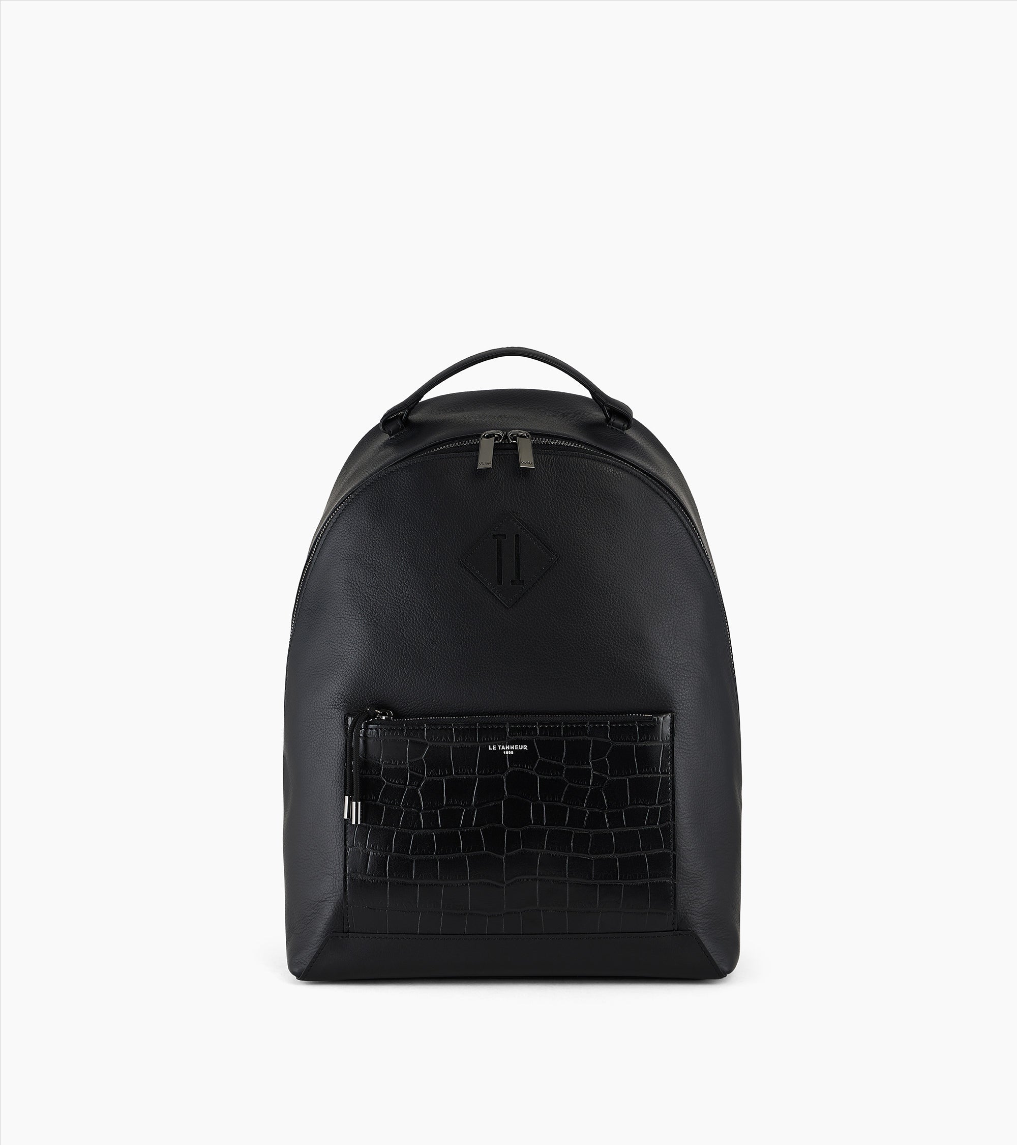 Nathan pebbled leather zipped backpack