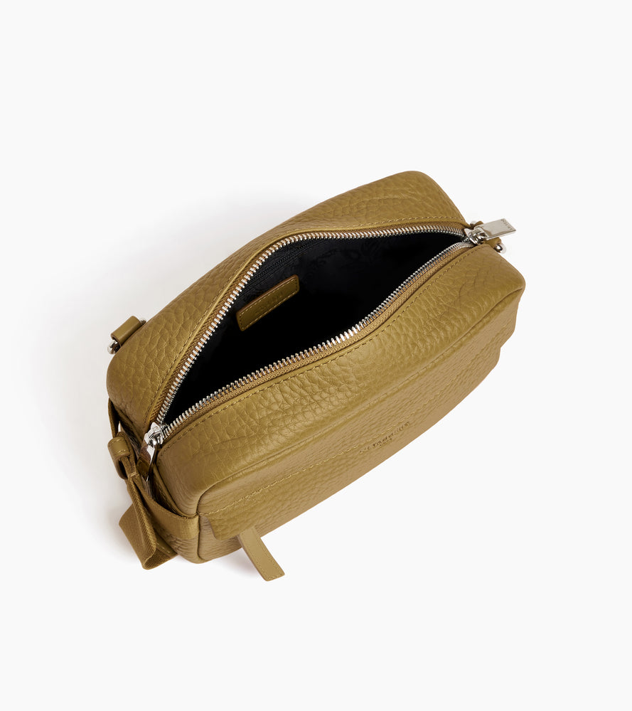 Noah small shoulder bag in buffalo grain leather and smooth leather