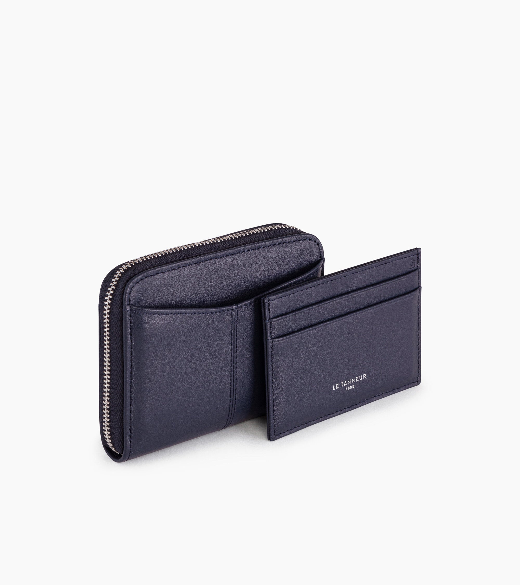 Charlotte zipped coin purse with removable card compartments in smooth leather