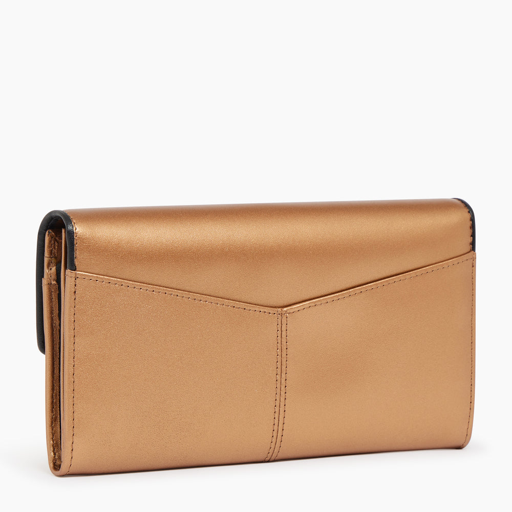 Charlotte smooth metallic leather zip companion