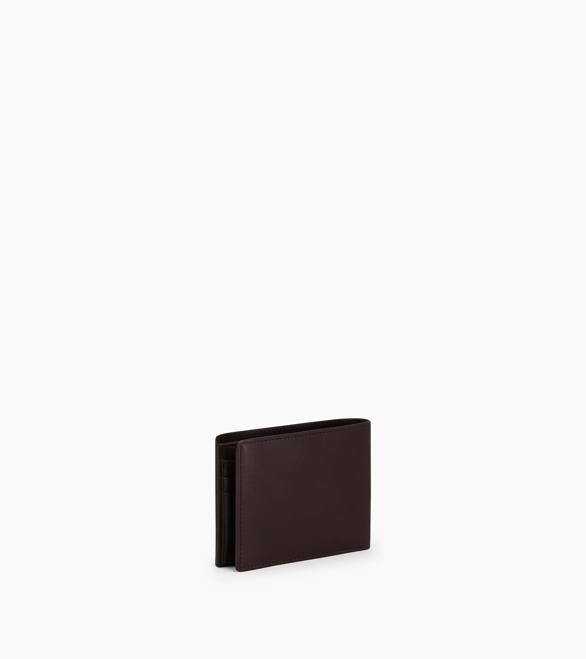 horizontal zip wallet with 2 sections in oiled leather