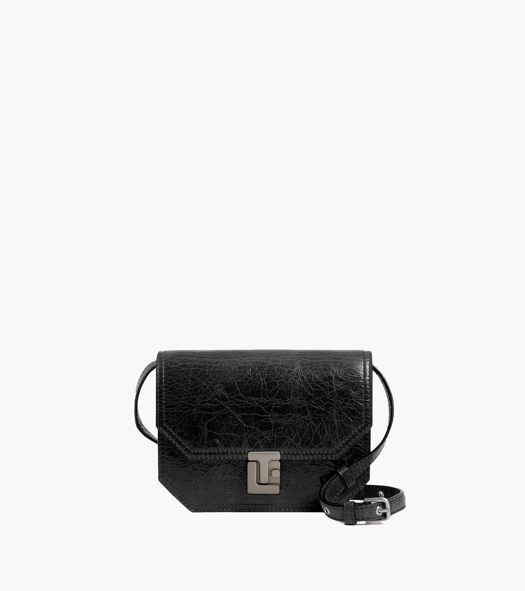 Rose small shoulder bag in crumpled leather